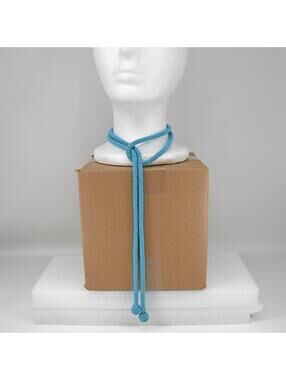 Vintage Seed Bead Woven Rope Belt Lariat Necklace Turquoise Blue 53" L